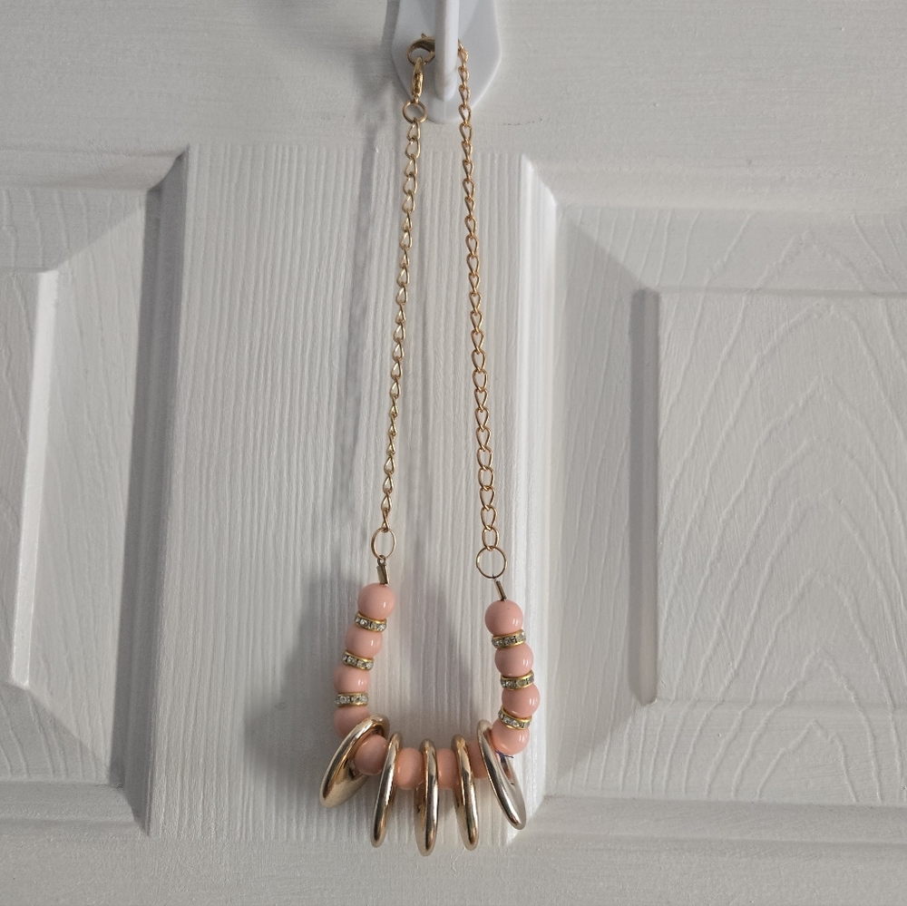 Pink and Gold Jeweled Necklace